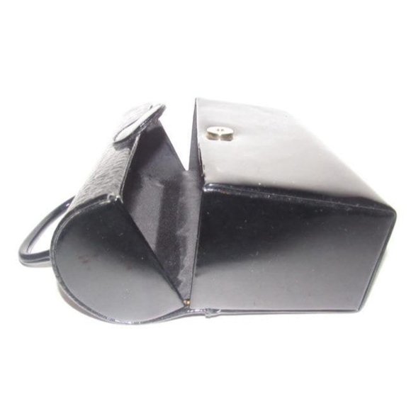 La Regale Vintage Black Lucite and Black Patent Leather Top Handle Bag - Picture 9 of 10